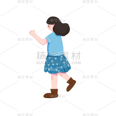 卡通感女孩元素贴纸