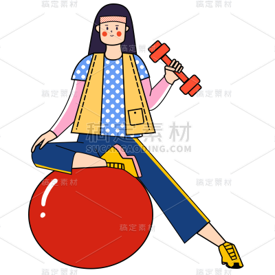 卡通感文体娱乐女人元素 
