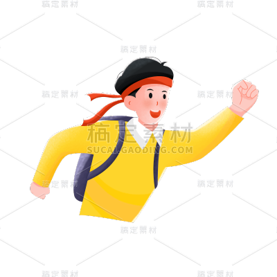 卡通感背包学生人物元素
