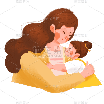 卡通感母亲节母女元素贴纸
