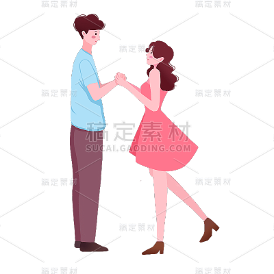 扁平插画情人节情侣元素