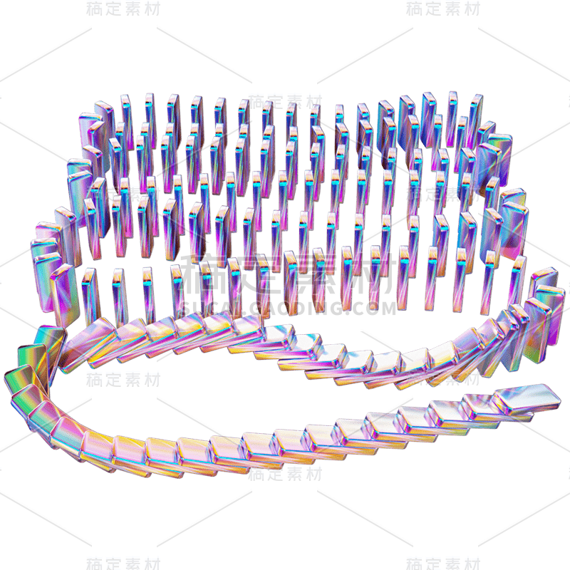 C4D-3D立体酸性风多米诺骨牌2