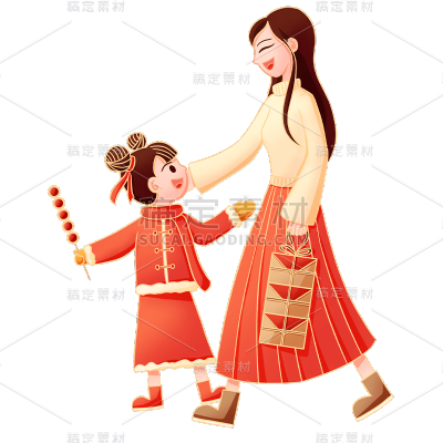 卡通感教育母女行业贴纸