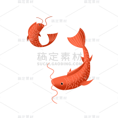 卡通感端午节鲤鱼元素贴纸