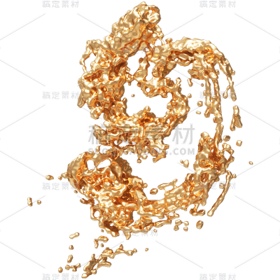 C4D-3D立体液体鎏金装饰元素贴纸6
