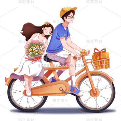 卡通感情人节情侣元素贴纸