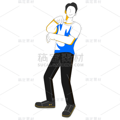 卡通感青年节男人元素贴纸