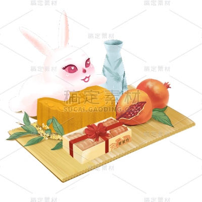 中国风中秋节兔子元素贴纸