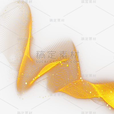 黄色酷炫光效金色飘渺奢华曲线元素-GDFXPM2302