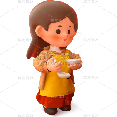 立体3D春节女士元素贴纸