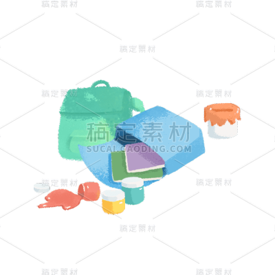 卡通感儿童节书包元素贴纸