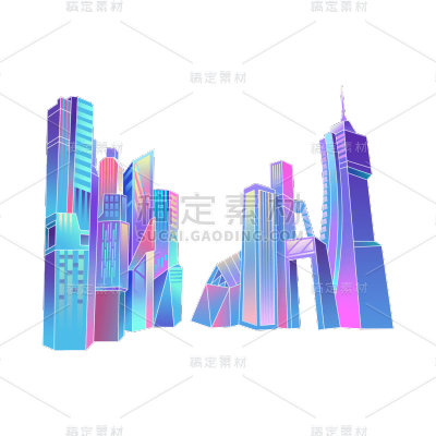 卡通感IT互联网高楼元素