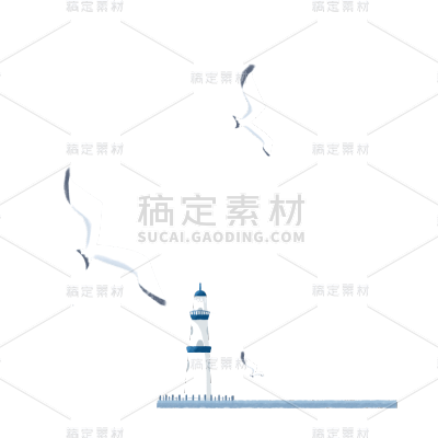 卡通感灯塔元素贴纸