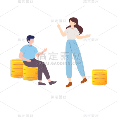 卡通感金融行业人物元素