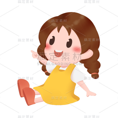 卡通感教育培训女孩元素贴纸