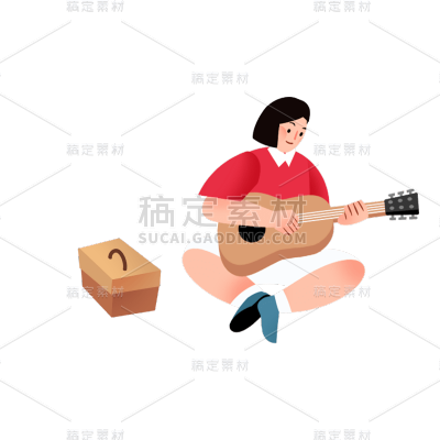 卡通感青年节女生元素贴纸
