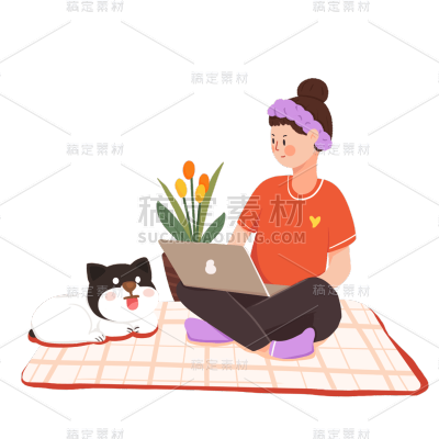扁平插画-女士居家元素贴纸