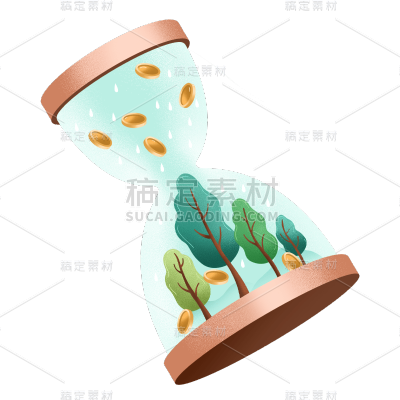 卡通感植树节沙漏元素贴纸