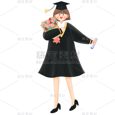 卡通感高考女生元素贴纸