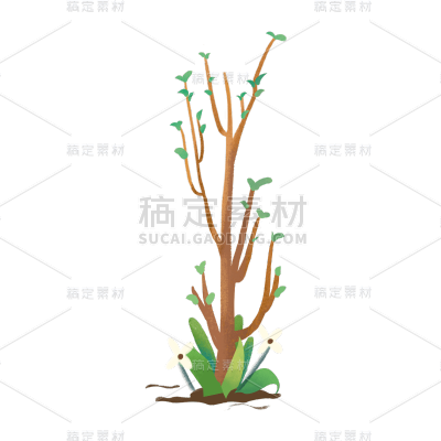 清新植树节树苗元素贴纸