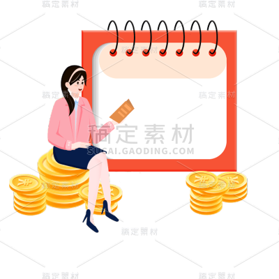 扁平卡通金融理财元素-女生