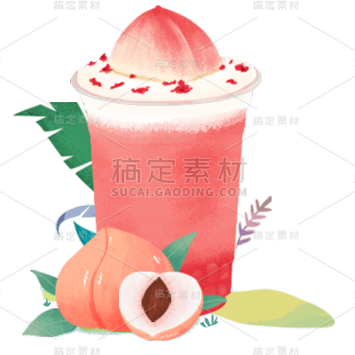 手绘肌理-桃子果汁元素贴纸