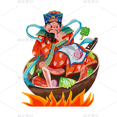 中国风春节灶神元素贴纸