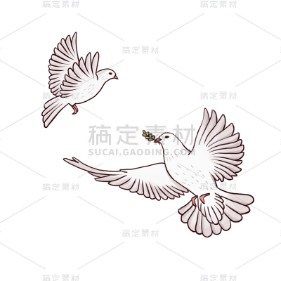 卡通感劳动节鸽子元素贴纸