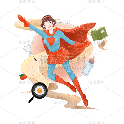 卡通感母亲节超人元素贴纸