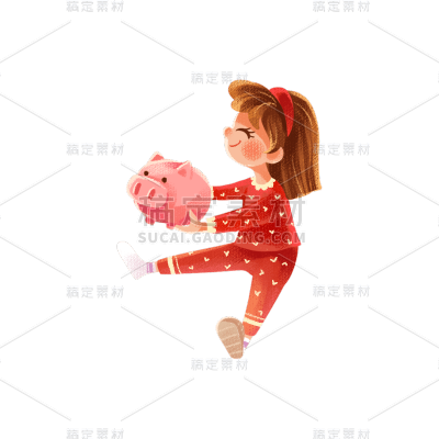 卡通感母亲节女孩元素贴纸