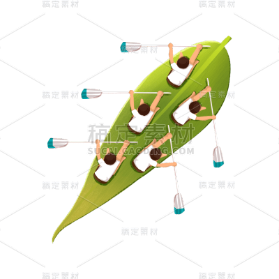 卡通感端午节划龙舟元素贴纸