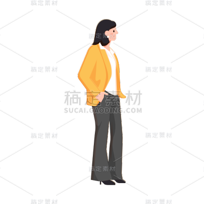 卡通感企业商务女人元素贴纸