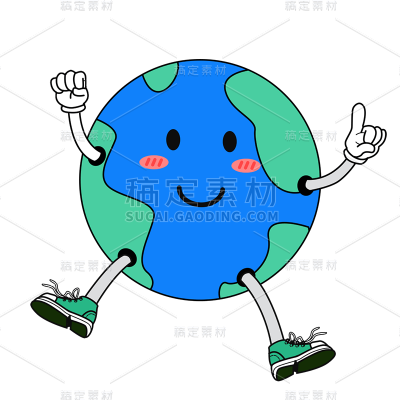 橡皮管风格地球元素贴纸