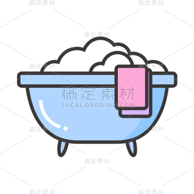 家居生活行业icon多色扁平-浴缸