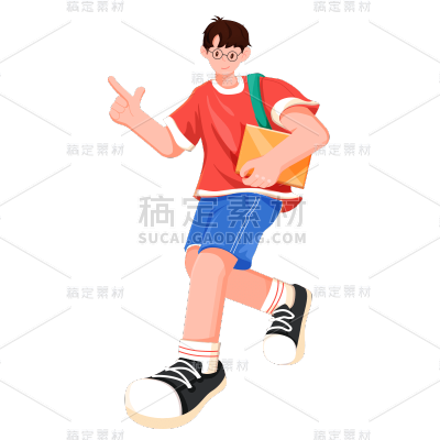 卡通感运动装男生人物元素