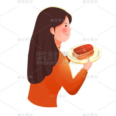 卡通感父亲节女人元素贴纸