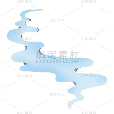 卡通感小溪元素贴纸