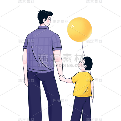 卡通感父亲节父子元素贴纸