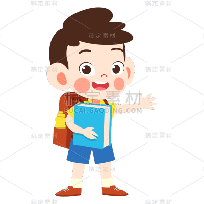卡通感男孩上学元素贴纸
