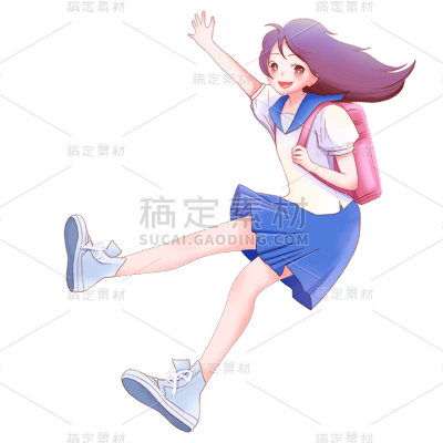 卡通感高考女生元素贴纸