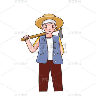 卡通感劳动节农民元素贴纸