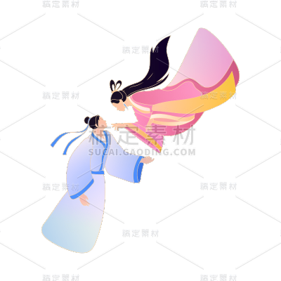 浪漫七夕情人节中国风国潮牛郎织女人物