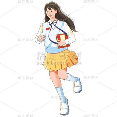 卡通感高考女生元素贴纸
