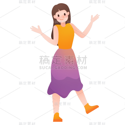 卡通感青年节女生元素贴纸