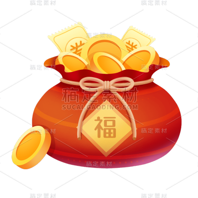 卡通感金融钱袋元素