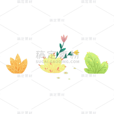 卡通感教育培训草丛元素贴纸