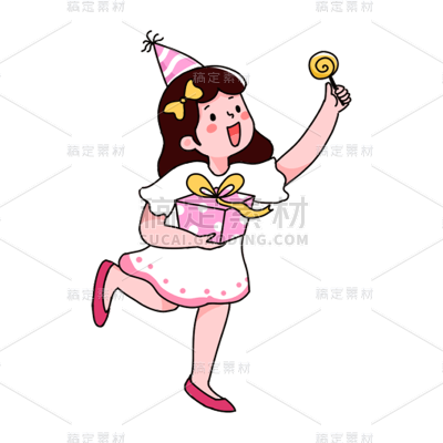 卡通感儿童节女生元素贴纸