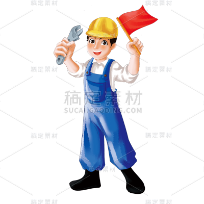 卡通感劳动节工人元素贴纸