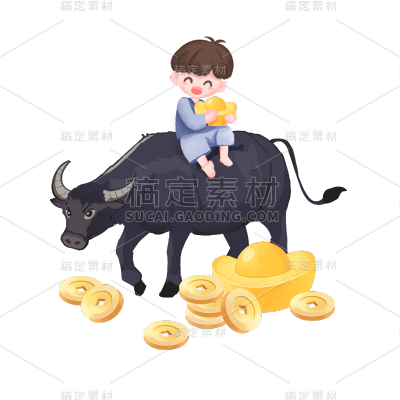 卡通感清明节男生元素贴纸