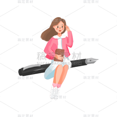 卡通感青年节女生元素贴纸